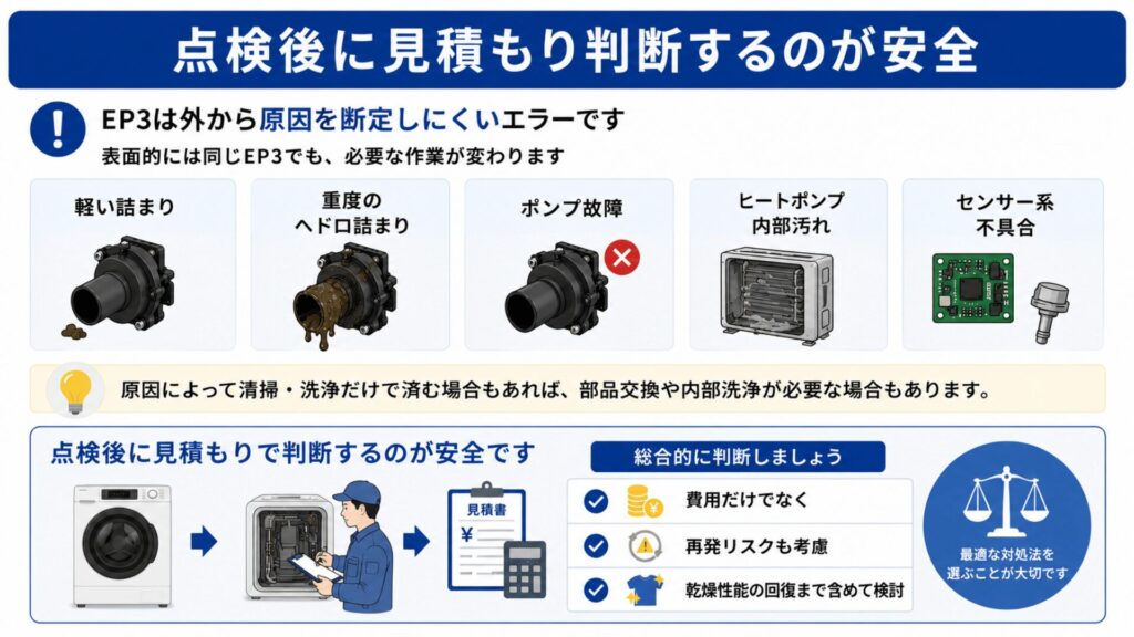 点検後に見積もり判断するのが安全