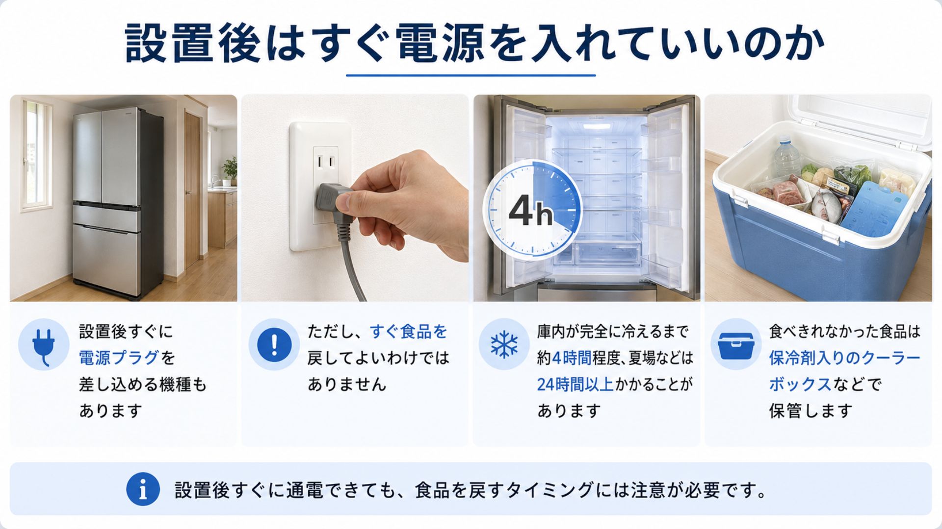 引っ越し後に冷蔵庫の電源をすぐ入れていいのか確認する