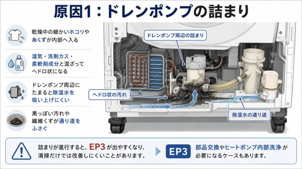 原因1：ドレンポンプの詰まり