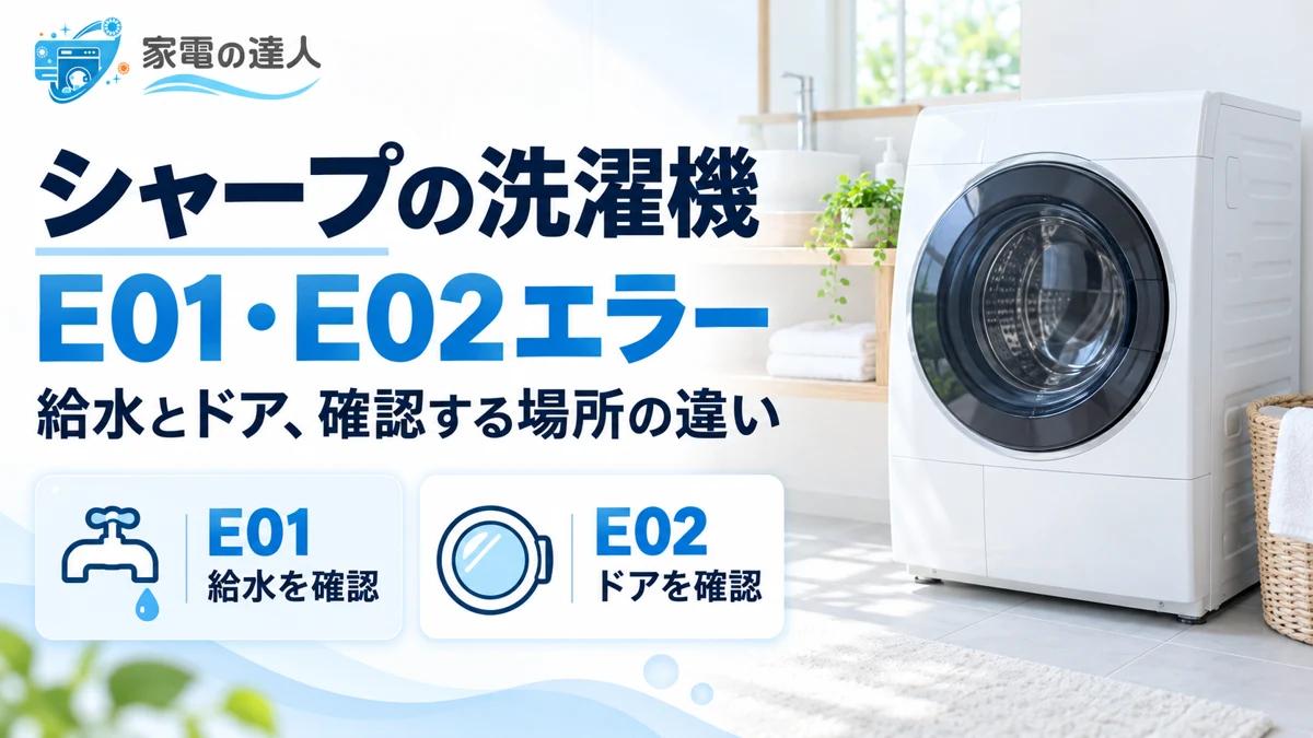 シャープ洗濯機E01・E02エラー｜給水・ドアの確認方法